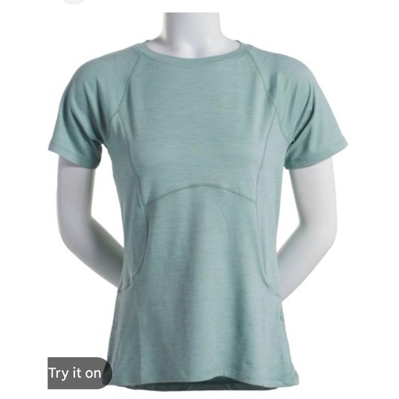 Spyder Tops - Spyder Active T-Shirt Womens XL Sage Green Short Sleeve Zip Pocket Preloved
